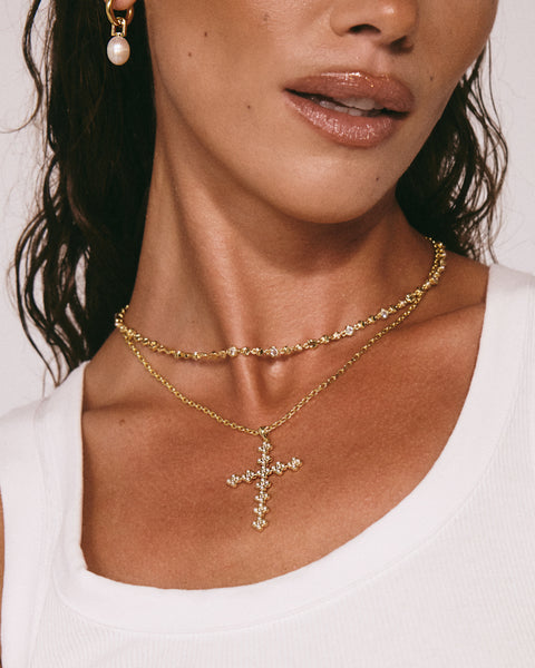 The Daisy Stud Cross Necklace | Luv Aj