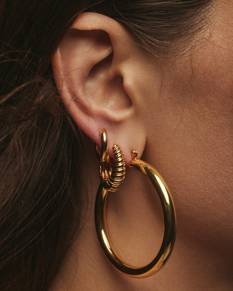 Ridged Marbella Hoops- Gold (Ships Mid August) | Luv Aj