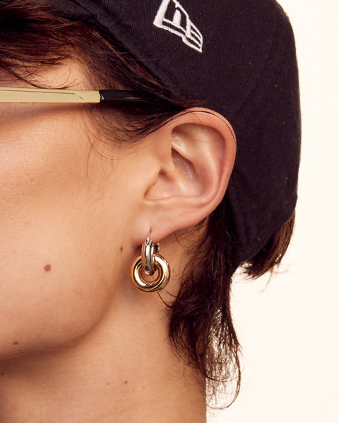 Two-Tone Interlock Hoops | Luv Aj