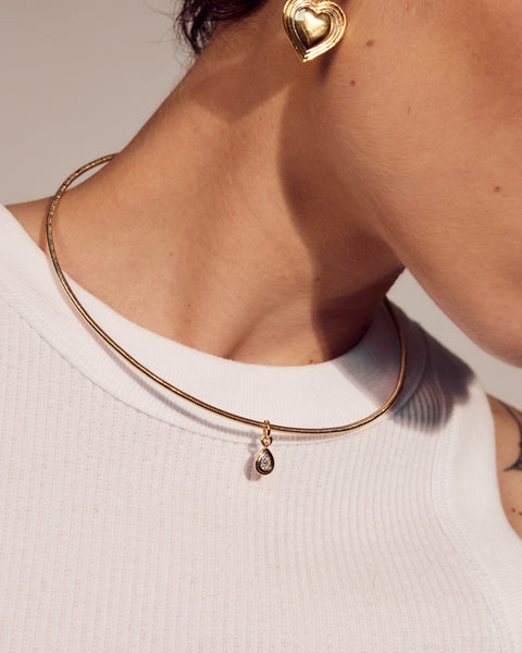 Pear Charm Snake Chain Necklace Luv Aj