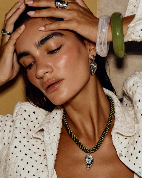 The Luv Aj Palma Shell Cord Necklace- Silver | Luv Aj