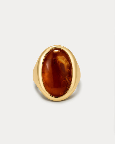 アクセサリー me TOM WOOD Peaky Ring Orange Amber AMBER-CABOCHON-STATEMENT-RING-