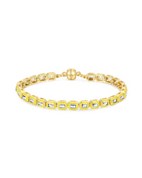 Bezel Emerald Ballier Tennis Bracelet-Neon Yellow- Gold