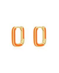 Chain Link Huggies- Neon Orange- Gold