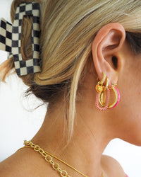 Le Signe Loop Hoops- Hot Pink- Gold View 3