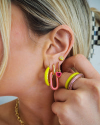 Le Signe Loop Hoops- Hot Pink- Gold View 5