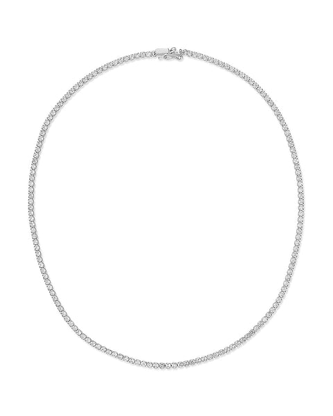The Prong-Set Tennis Necklace- Silver | Luv Aj