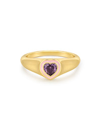 Heart Signet Ring- Pink- Gold