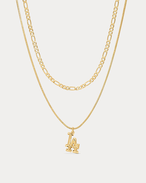 DIFFERENT NECKLACE PREMIUM ジョージ The Luv Aj MLB Double Chain Logo Necklace-Gold | Luv Aj