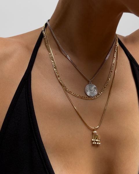 The Luv Aj MLB Double Chain Logo Necklace-Gold | Luv Aj