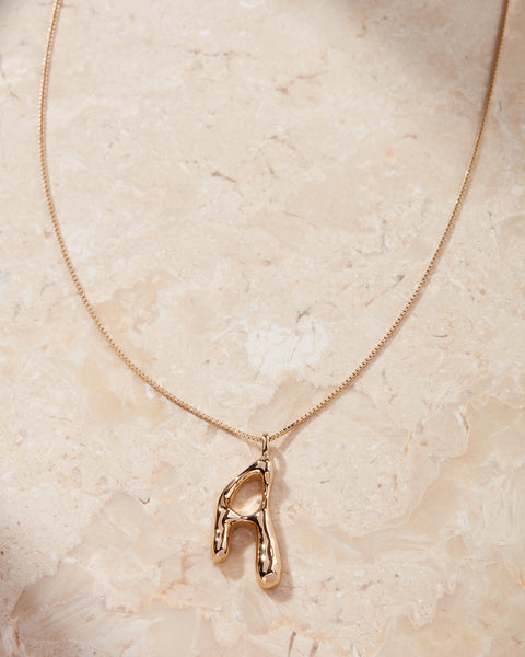 Goopy Letter Initial Charm Necklace Luv Aj