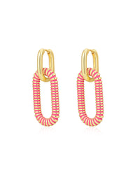 Le Signe Loop Hoops- Hot Pink- Gold View 1