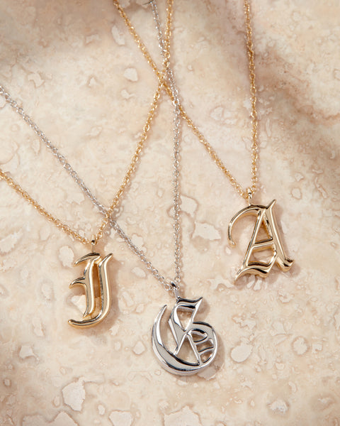 Gothic necklace Old English font necklace gold custom necklace initial  necklace personalized necklace Gothic necklaces for women