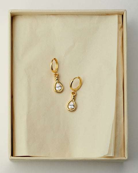 The Luv Aj Georgia Stone Knot Hoops- Gold | Luv Aj