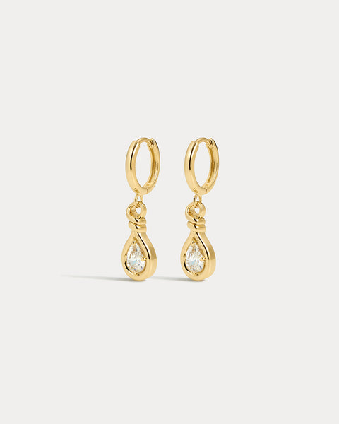 The Luv Aj Georgia Stone Knot Hoops- Gold | Luv Aj