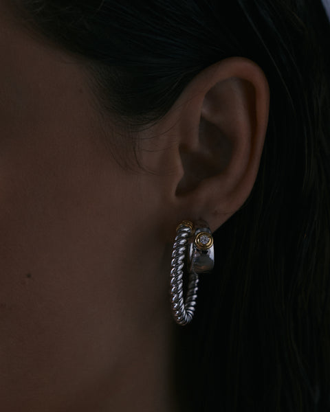 The Luv Aj Luna Bezel Hoops-Gold | Luv Aj