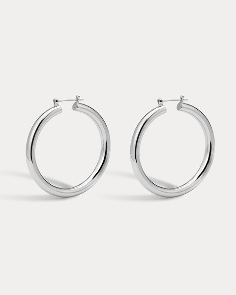 Luv Aj Amalfi Tube Hoops in Silver | Luv Aj