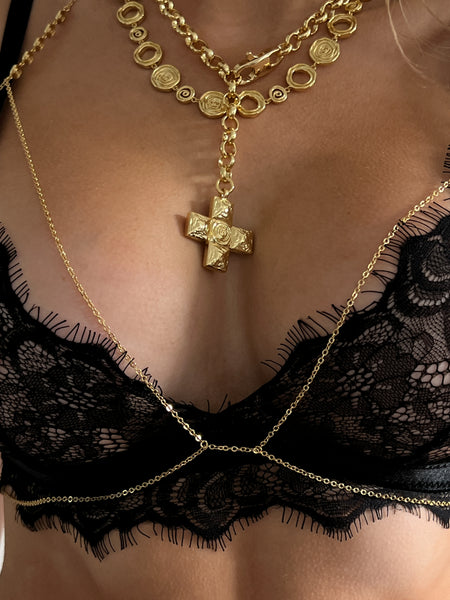 Rosette Chain Bra- Silver | Luv Aj