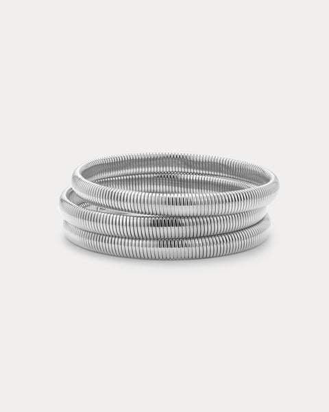 Mini Flex Snake Chain Bracelet- Set of 3 (7mm wide)- Silver | Luv Aj