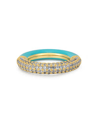 Pave Amalfi Ring- Turquoise- Gold View 1