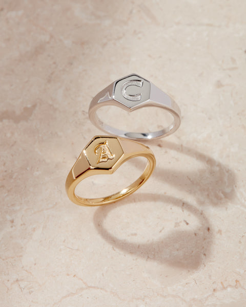 Hexagon Signet Ring [Vintage] | Luv Aj