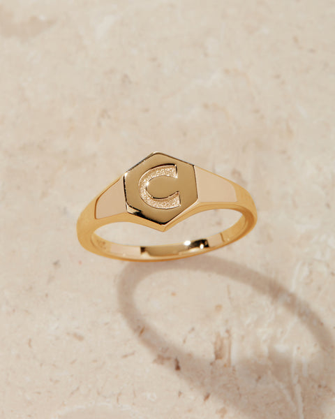 Hexagon Signet Ring [Vintage] | Luv Aj