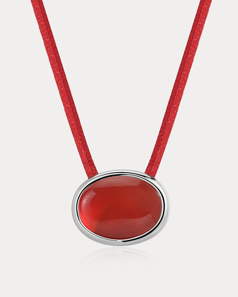 Sunset Stone Cord Necklace- Red | Luv Aj