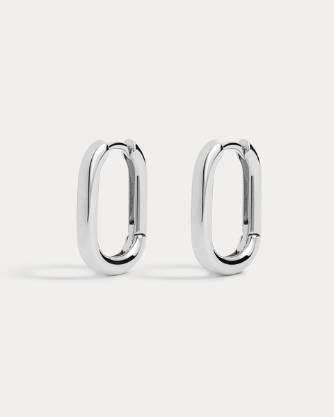 Chain Link Huggies- Silver | Luv Aj