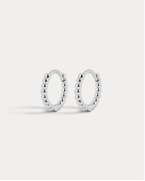 Mini Continuous Beaded Huggies- Silver | Luv Aj
