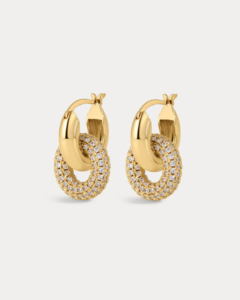 Pave Interlock Hoops- Gold (Ships Early January)