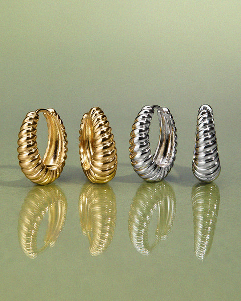 Ridged Marbella Hoops- Gold | Luv Aj