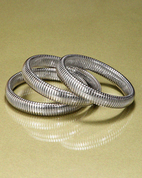Flex Snake Chain Bracelet- Set of 3 (12mm wide)- Silver | Luv Aj