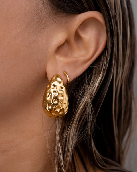 Luv Aj The Hammered Hex Statement Earrings - Gold main image 1