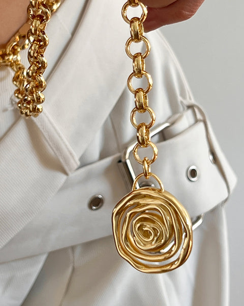 Rosette Coil Chain Belt- Silver | Luv Aj display picture 2