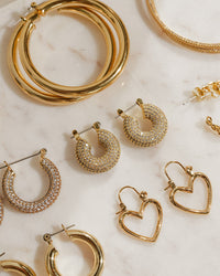 Pave Mini Donut Hoops- Gold View 5