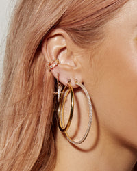 Pave Mini Cross Hoops- Gold View 3