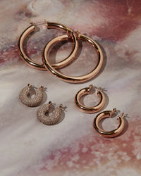 Pave Mini Donut Hoops- Rose Gold View 4