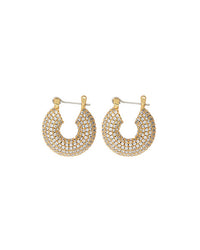 Pave Mini Donut Hoops- Gold View 1