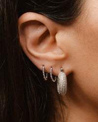 Pave Mini Donut Hoops- Silver View 5
