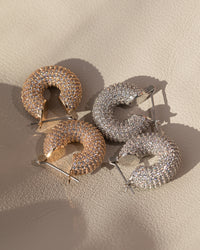Pave Mini Donut Hoops- Gold View 3