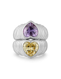 BFF Ring Set- Silver/Purple and Green