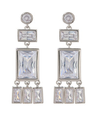 Baguette Shaker Statement Studs- Silver View 1