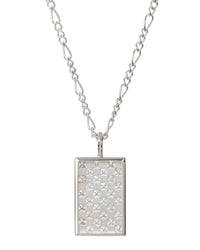 Checkerboard Dog Tag Necklace- Silver View 1
