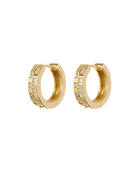 Checkerboard Pave Hoops- Gold