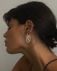 Pave Paper Clip Earrings- Gold view 2