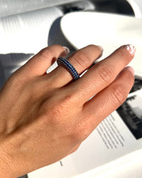 Pave Amalfi Ring- Blue Sapphire- Silver View 4
