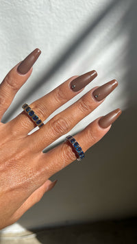 Bezel Emerald Ballier Ring- Blue Sapphire- Silver View 3