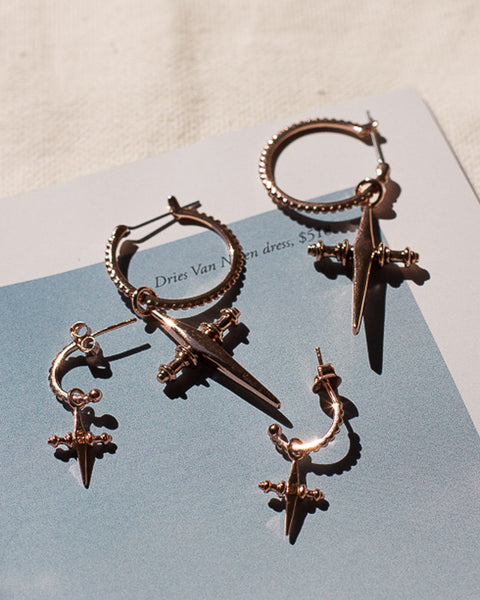Mini Cross Hoops- Rose Gold | Luv Aj