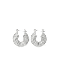 Pave Mini Donut Hoops- Silver View 1
