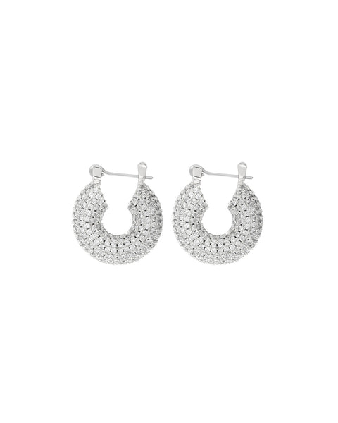 Pave Mini Donut Hoops- Silver | Luv Aj